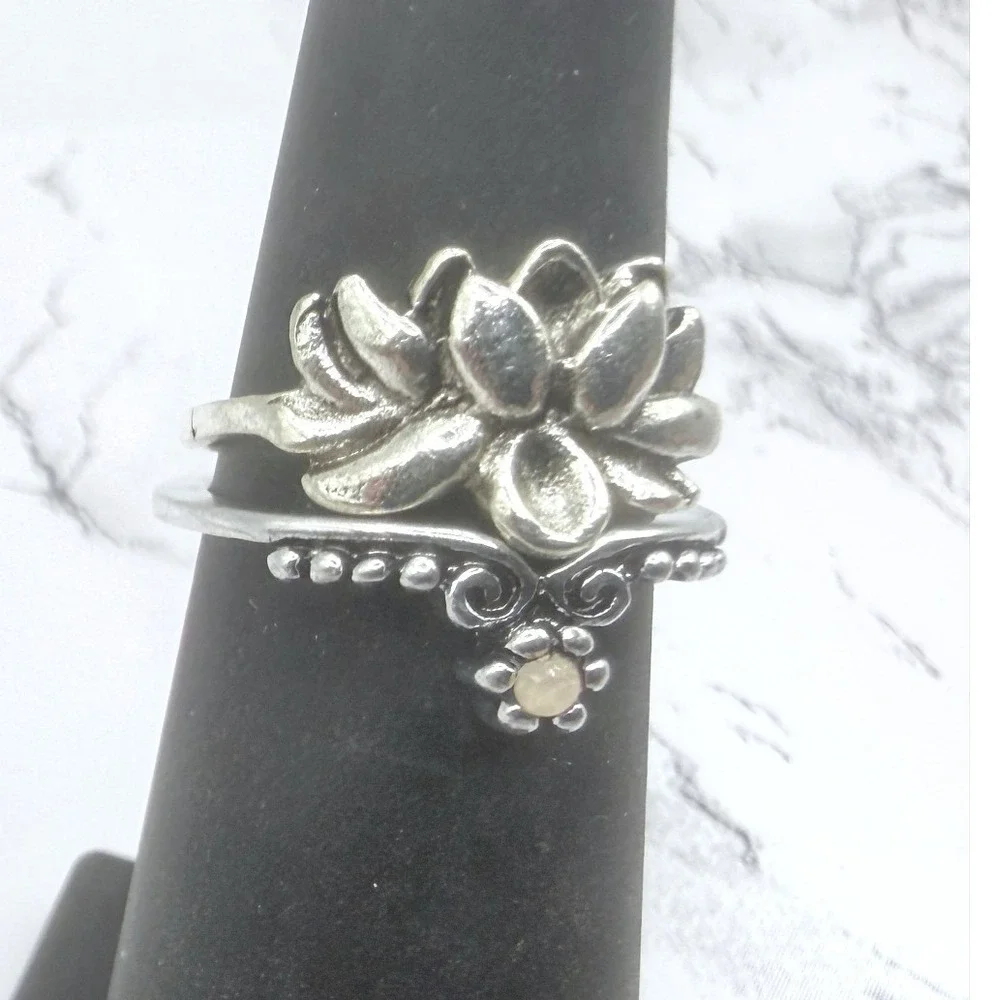 Mixed Metal Ring Lot Size 5 5.5 5.75 Gold Silver Tone Heart Floral Stack Rings